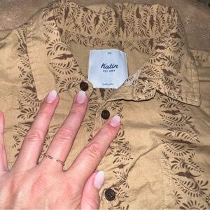Katin Beige Leaf Print Shirt